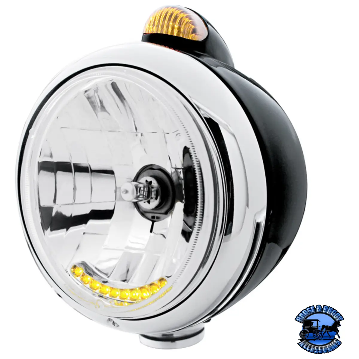 Black Guide 682-C Headlight H4 With 10 Amber Led & Dual Mode Led Signal (Choose Color) 1