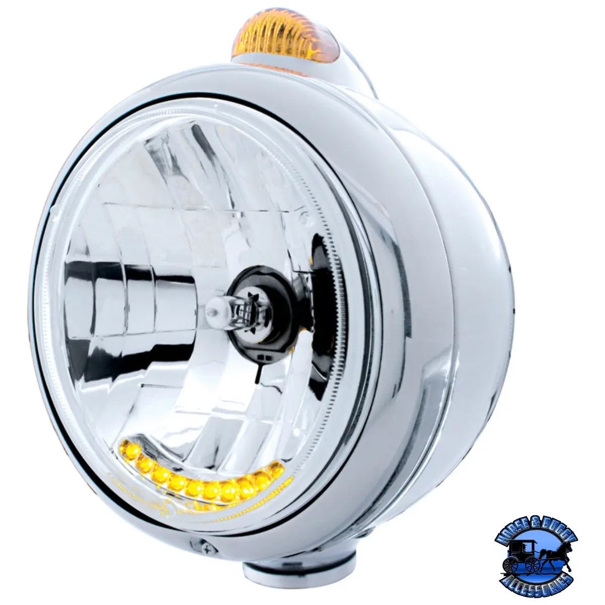 Chrome Guide 682-C Headlight H4 With 10 Amber Led & Dual Mode Led Signal (Choose Color) 1