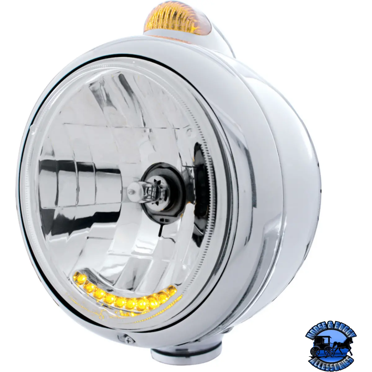 Stainless Steel Guide 682-C Headlight H4 With 6 Amber Led & Dual Mode Led Signal (Choose Color) 1