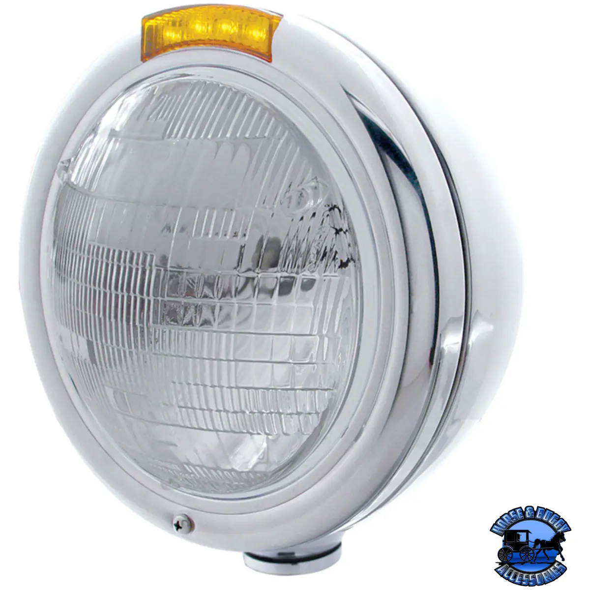 Stainless Steel Classic Headlight 6014 Bulb & Led Turn Signal (Choose Color) 1
