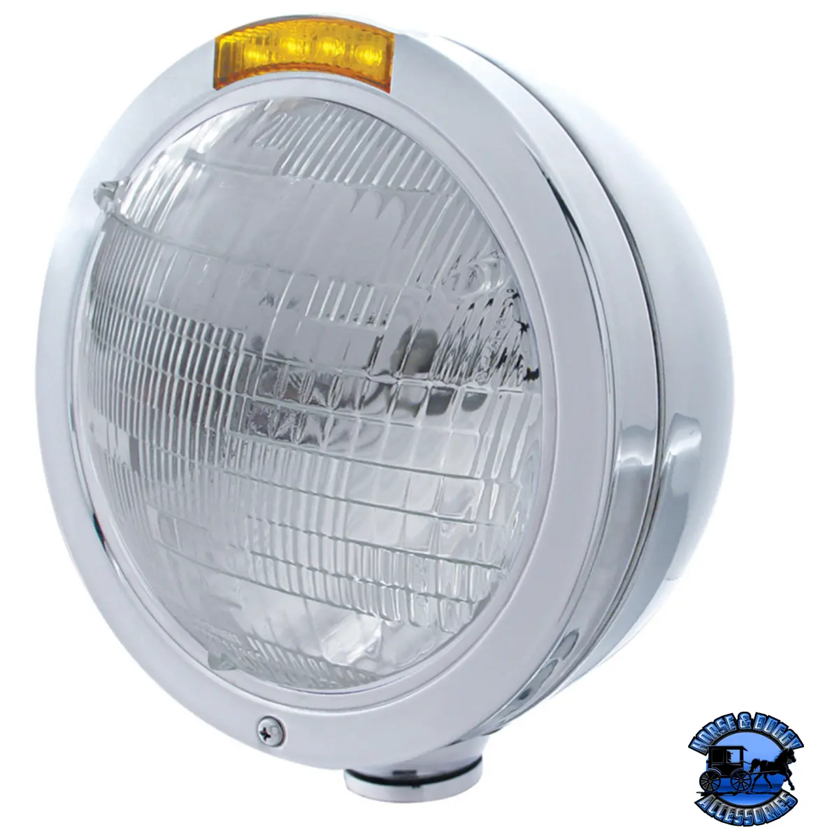 Stainless Steel Bullet Classic Headlight 6014 Bulb & Led Turn Signal (Choose Color) 1
