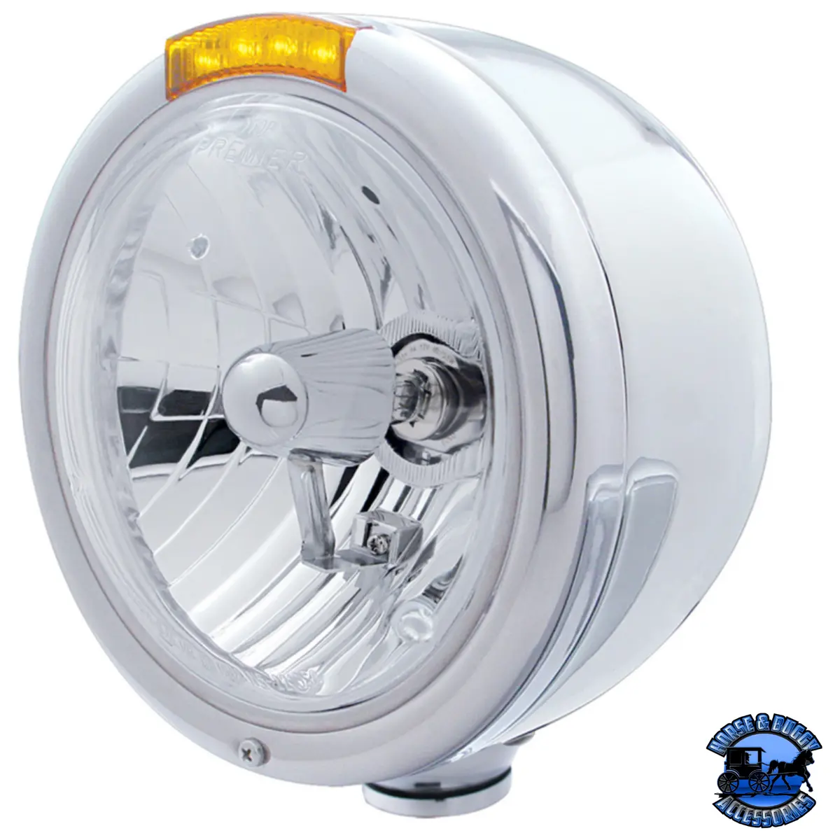 Stainless Steel Classic Half Moon Headlight Crystal H4 Bulb & Led Turn Signal (Choose Color) 1