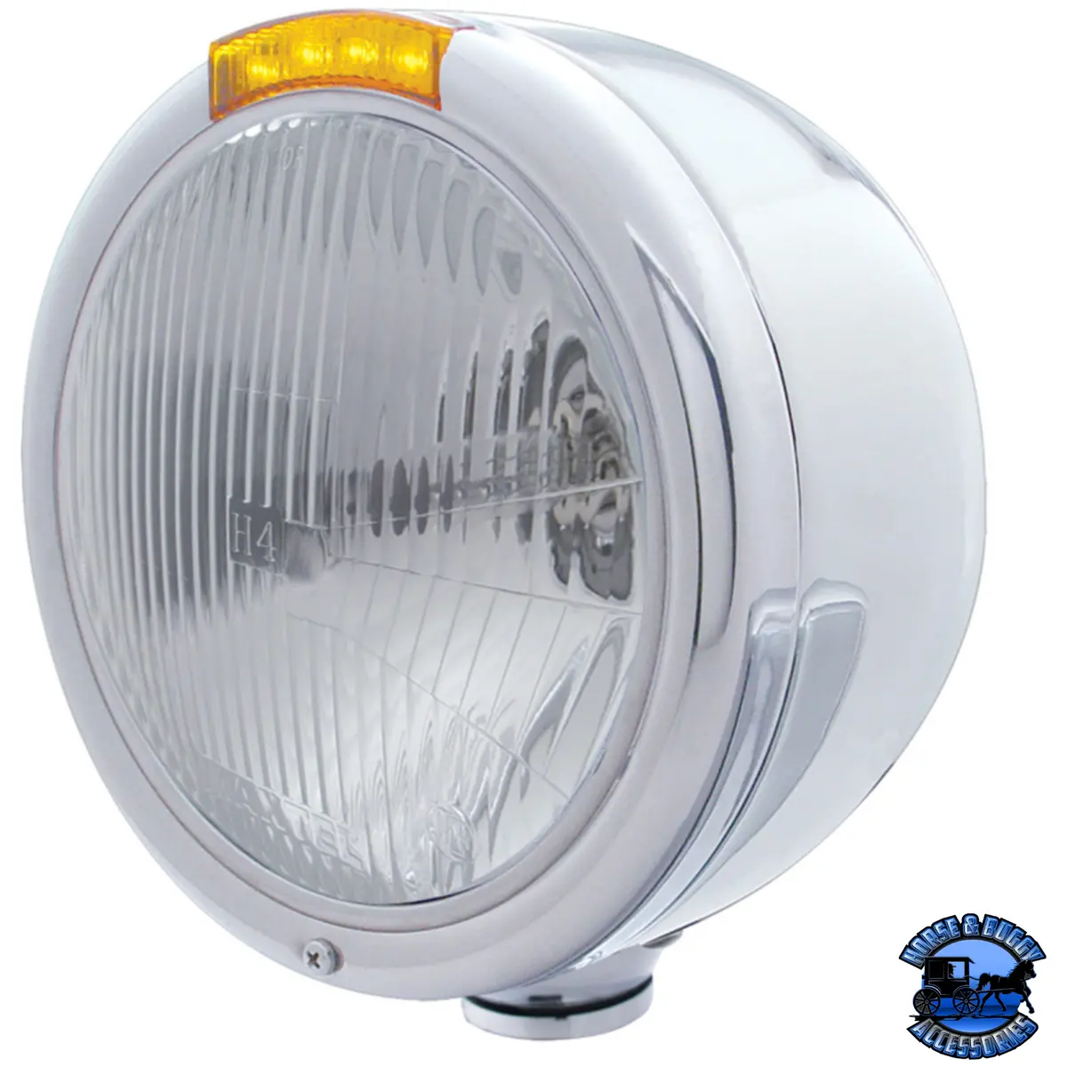Stainless Steel Classic Half Moon Headlight H4 Bulb & Led Turn Signal (Choose Color) 1
