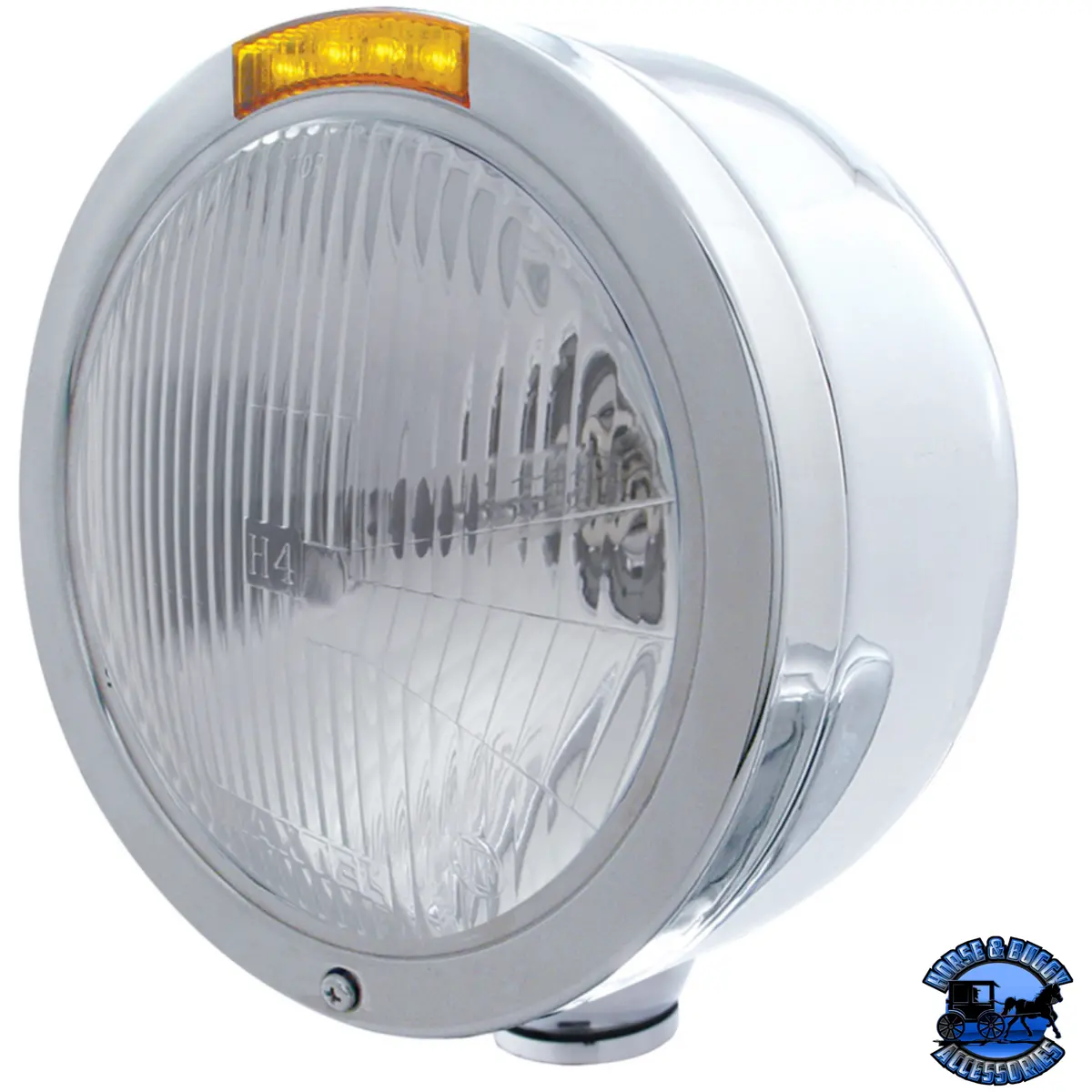 Stainless Steel Bullet Half Moon Headlight H4 Bulb & Led Turn Signal (Choose Color) 1