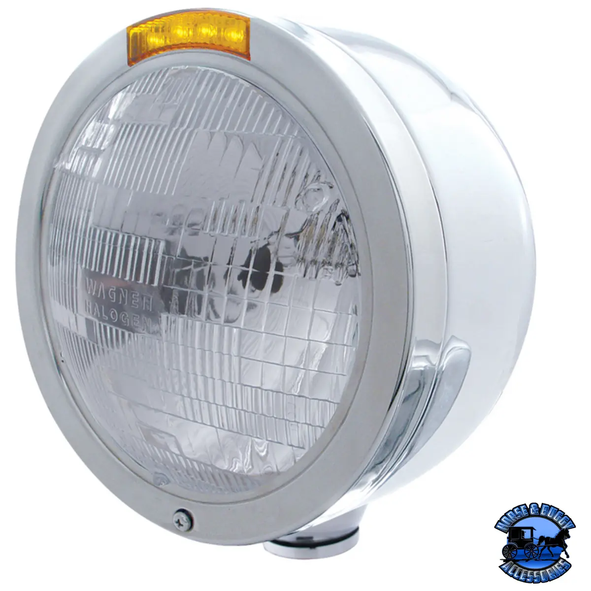 Stainless Steel Bullet Half Moon Headlight H6024 Bulb & Led Turn Signal (Choose Color) 1