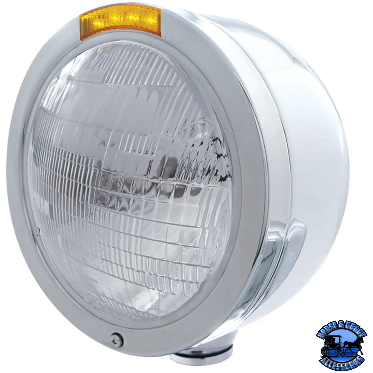 Stainless Steel Bullet Half Moon Headlight 6014 Bulb & Led Turn Signal (Choose Color) 1