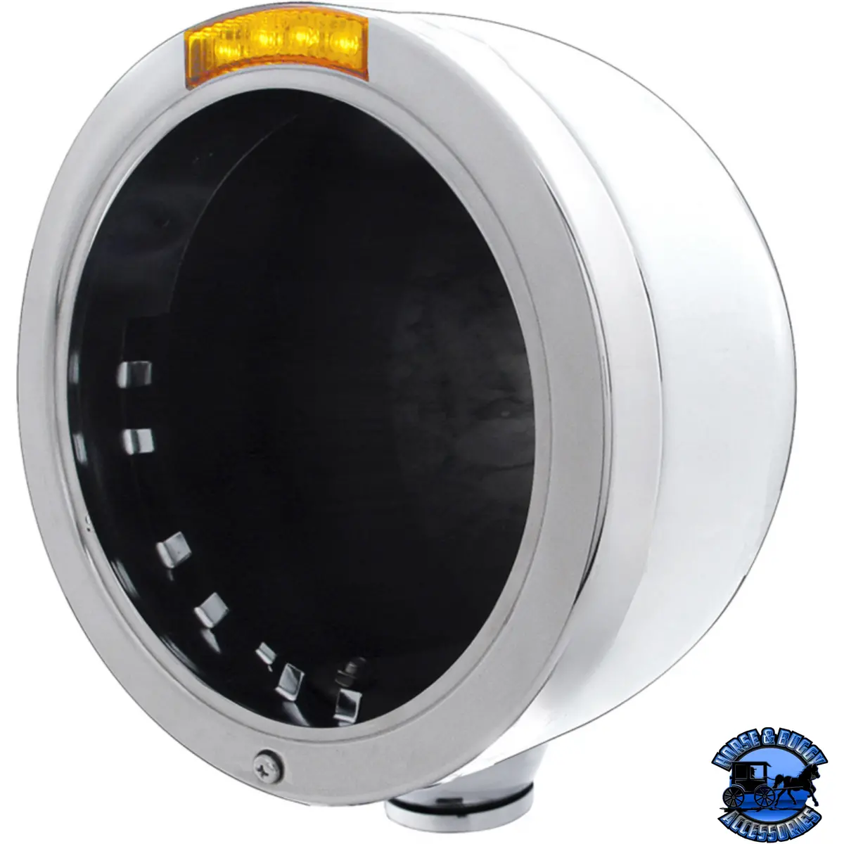 Stainless Steel Bullet Half Moon Headlight No Bulb With Led Turn Signal (Choose Color) 1