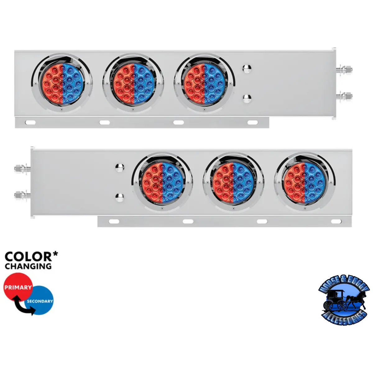 2-1/2" Bolt Pattern Ss Spring Loaded Light Bar With 6X Double Fury 19 Led Lights & Visors (Choose Color) 1