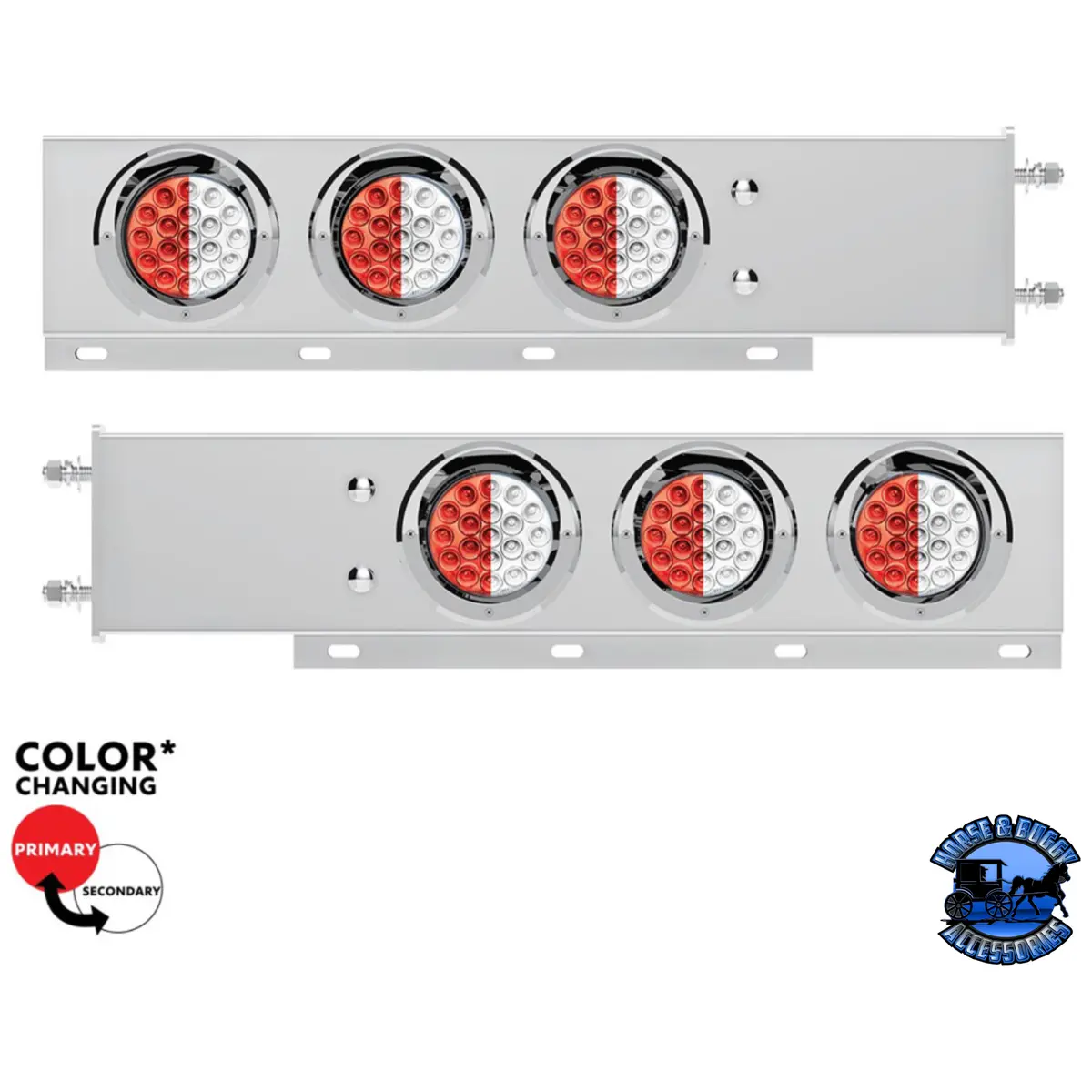 3-3/4" Bolt Pattern Ss Spring Loaded Light Bar With 6X Double Fury 19 Led Lights & Visors (Choose Color) 1