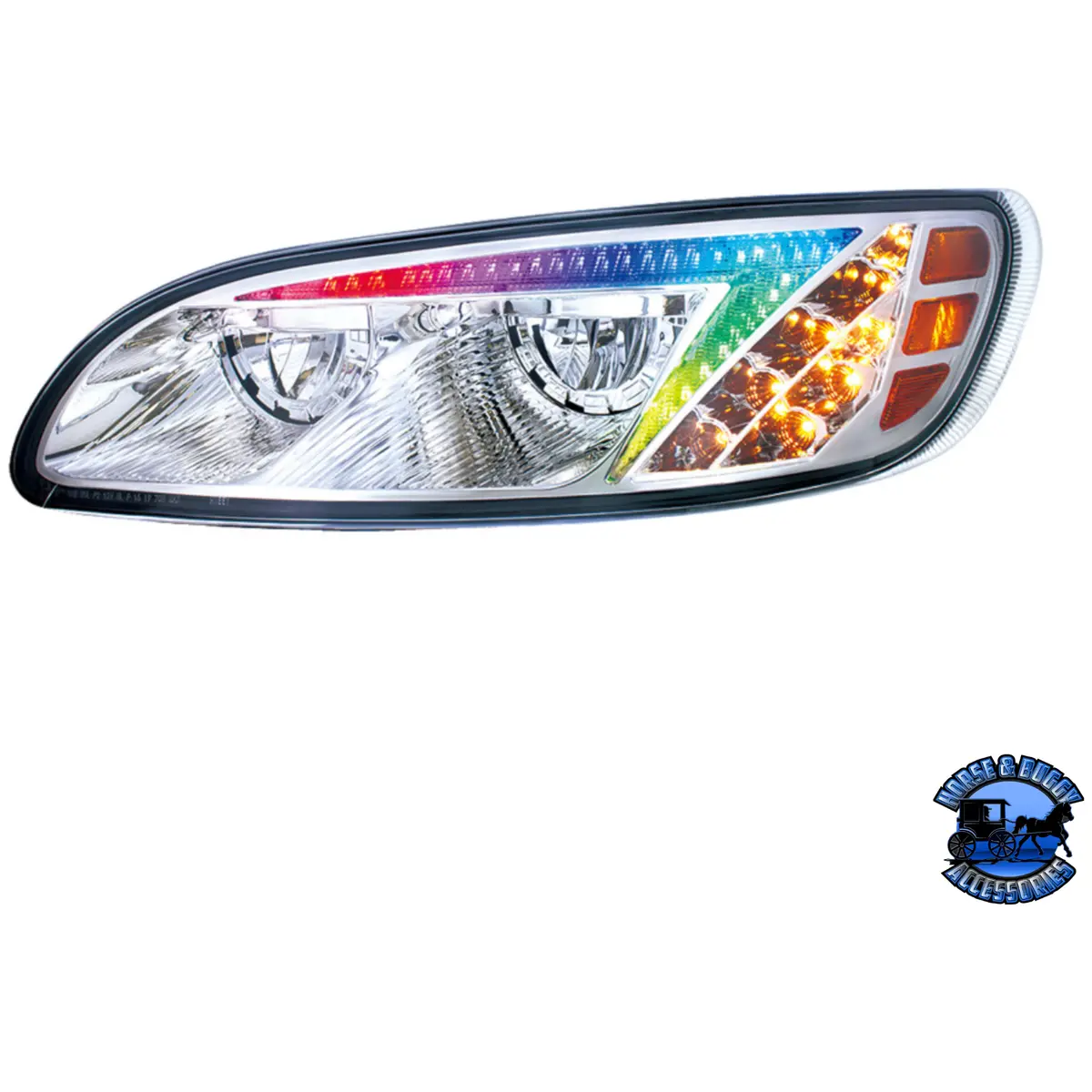 Led Headlight With Color Changing Position Light Bar For Peterbilt 386 (2005-2015) & 387 (1999-2010) (Choose Color) (Choose Side) 1