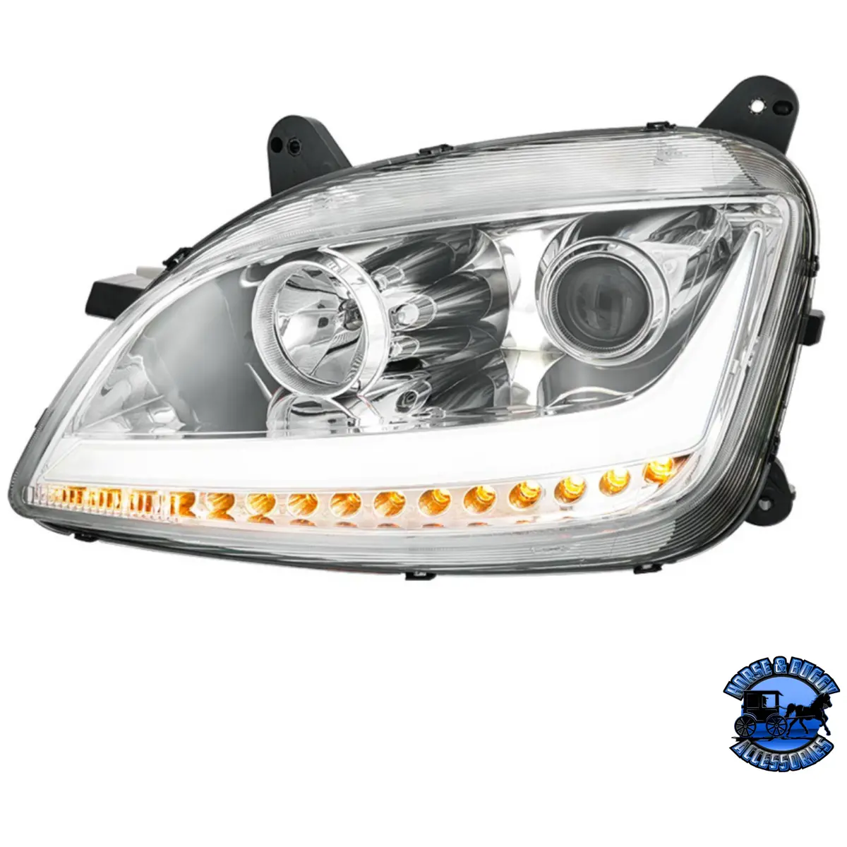Projection Headlight With Led Position Light & Sequential Signal For 2012-2021 Peterbilt 579 (Choose Color) (Choose Choose Side) 1