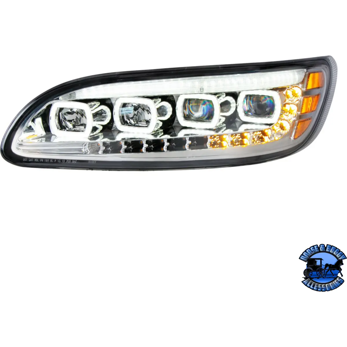 Quad-Led Headlight With Led Drl & Seq. Signal For 2005-2015 Peterbilt 386 (Choose Color) (Choose Side) 1
