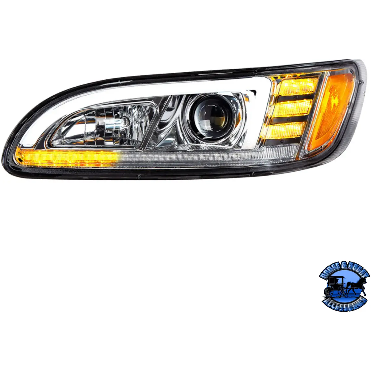 Projection Headlight With Led Sequential Turn & Drl For 2005-2015 Peterbilt 386 (Choose Color) (Choose Side) 1