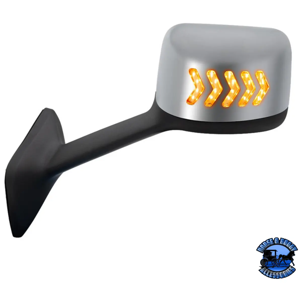 Chrome Plastic Hood Mirror Assembly With Sequential Led Turn Signals For 2018-2024 International Lt (Choose Side) 1