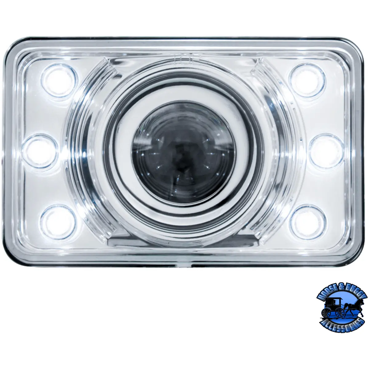 Ultralit - 4" X 6" Crystal Projection Headlight With 6 White Led Position Light (Choose High Or Low) 1