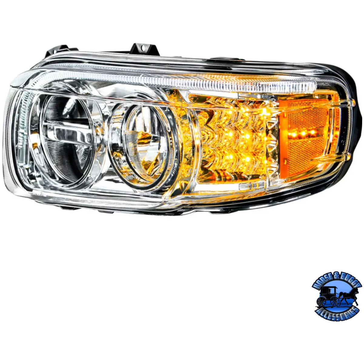 Led Headlight With Led Turn & Position Light Bar For Peterbilt 388 (2008-2015) & 389 (2008-2023) (Choose Color) (Choose Side) 1