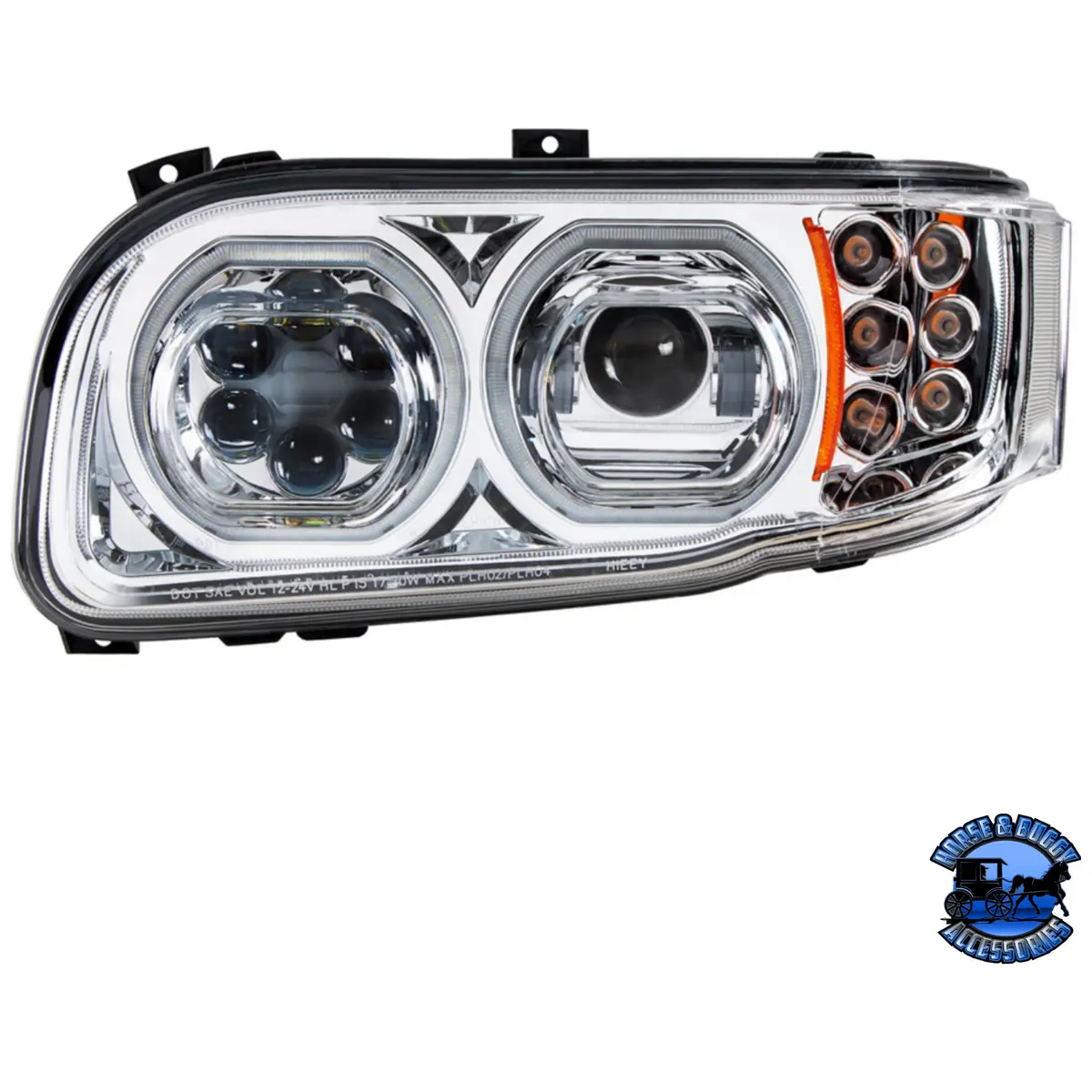 High Power 10 Led Headlight With 6 Led Turn & 100 Led Halo For 2008-2023 Peterbilt 389 (Choose Color) (Choose Side) 4