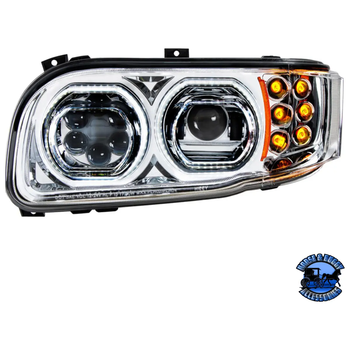 High Power 10 Led Headlight With 6 Led Turn & 100 Led Halo For 2008-2023 Peterbilt 389 (Choose Color) (Choose Side) 3