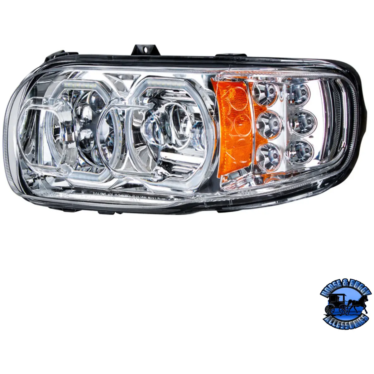 High Power 10 Led Headlight With 6 Led Turn & 100 Led Halo For 2008-2023 Peterbilt 389 (Choose Color) (Choose Side) 2