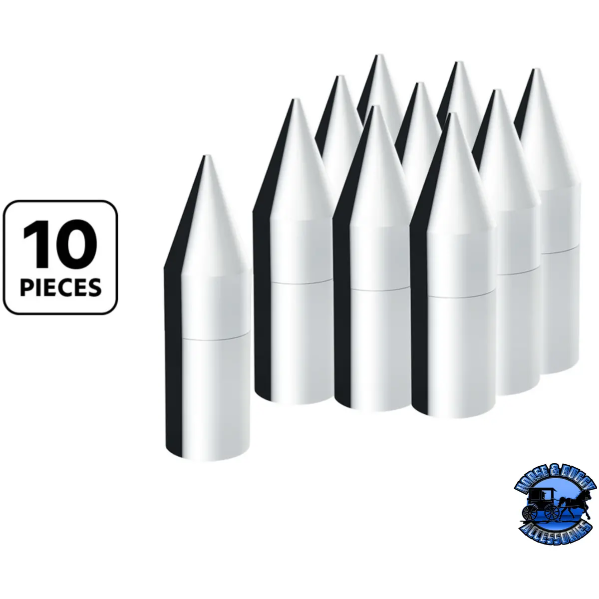 33Mm X 7-1/8" Chrome Plastic Tall Spike Nut Cover - Thread-On (10 Pcs) #10372 1