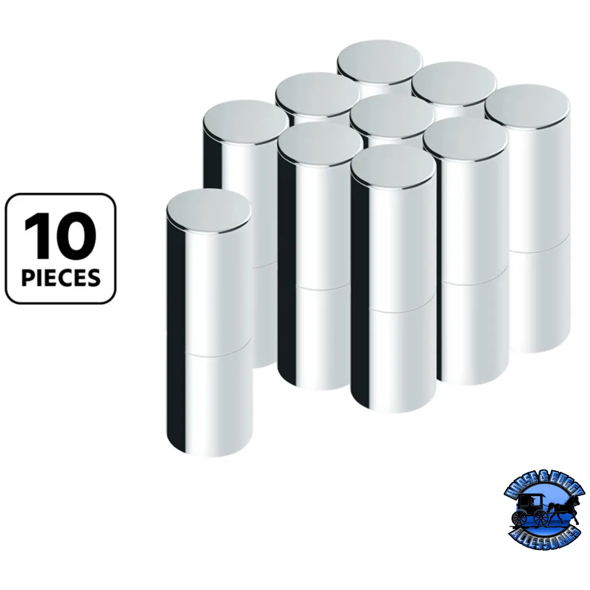 33Mm X 7-1/4" Chrome Plastic Tall Cylinder Nut Cover - Thread-On (10 Pcs) #10371 1