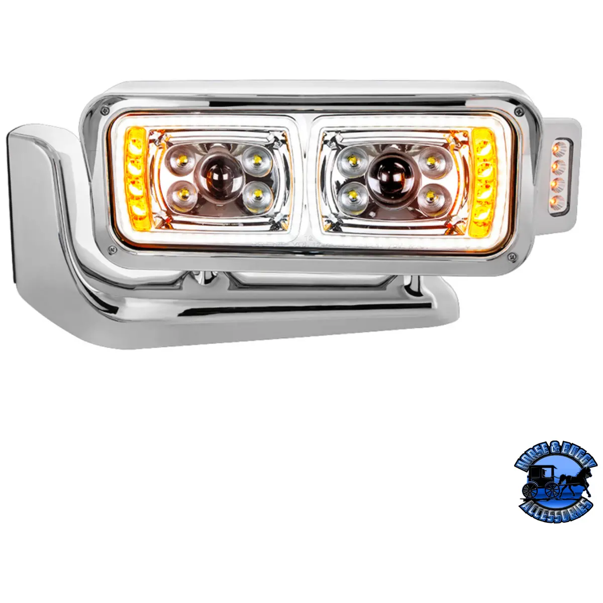 10 High Power Led Projection Headlight Assembly With Mounting Arm & Turn Signal Side Pod (Choose Color) (Choose Side) 1
