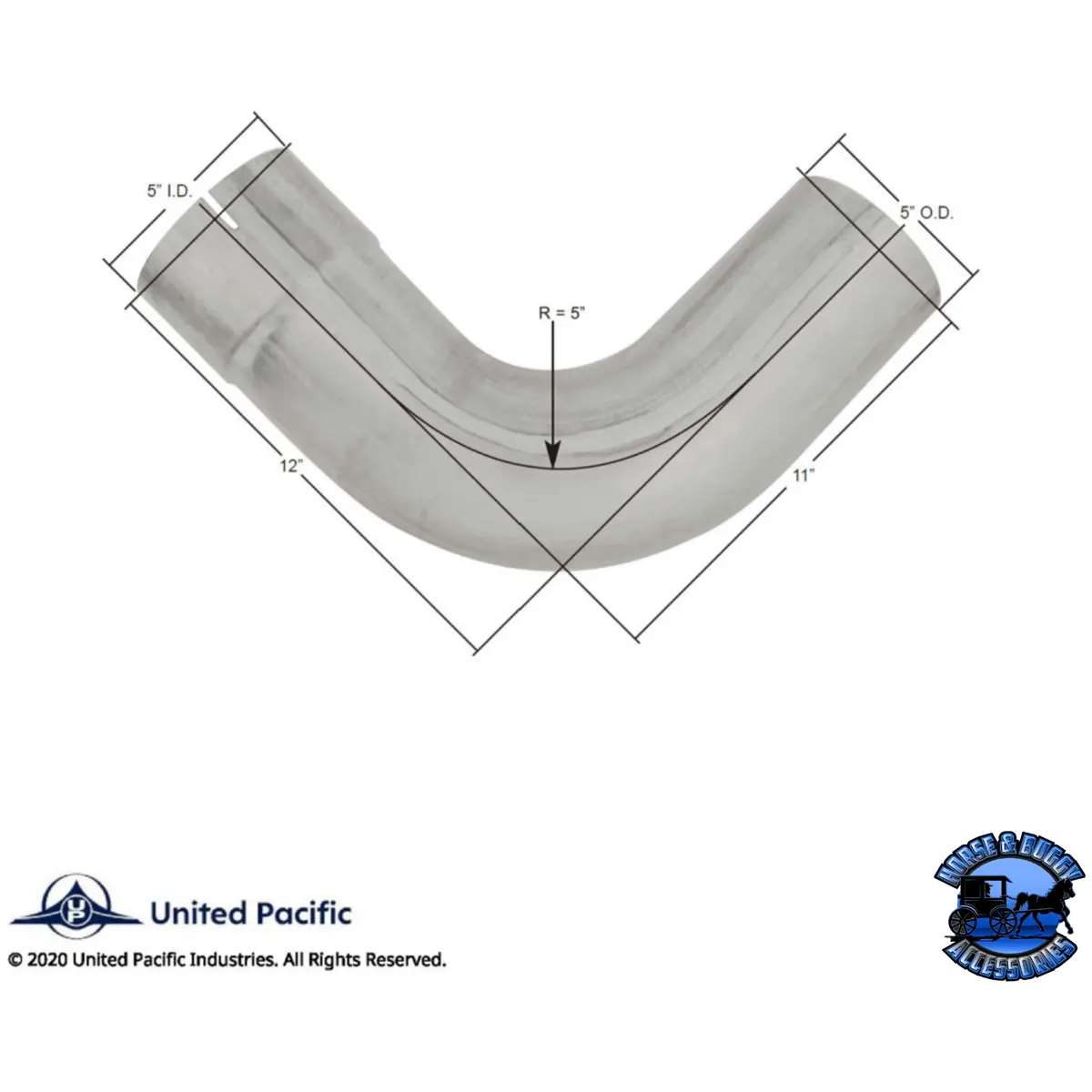 Aluminized 90 Degree Exhaust Elbow For Peterbilt 379 #Pb379-13433 2