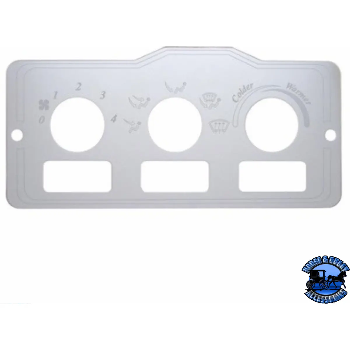 Peterbilt Stainless A/C Control Plate - 3 Square Opening #48000 1