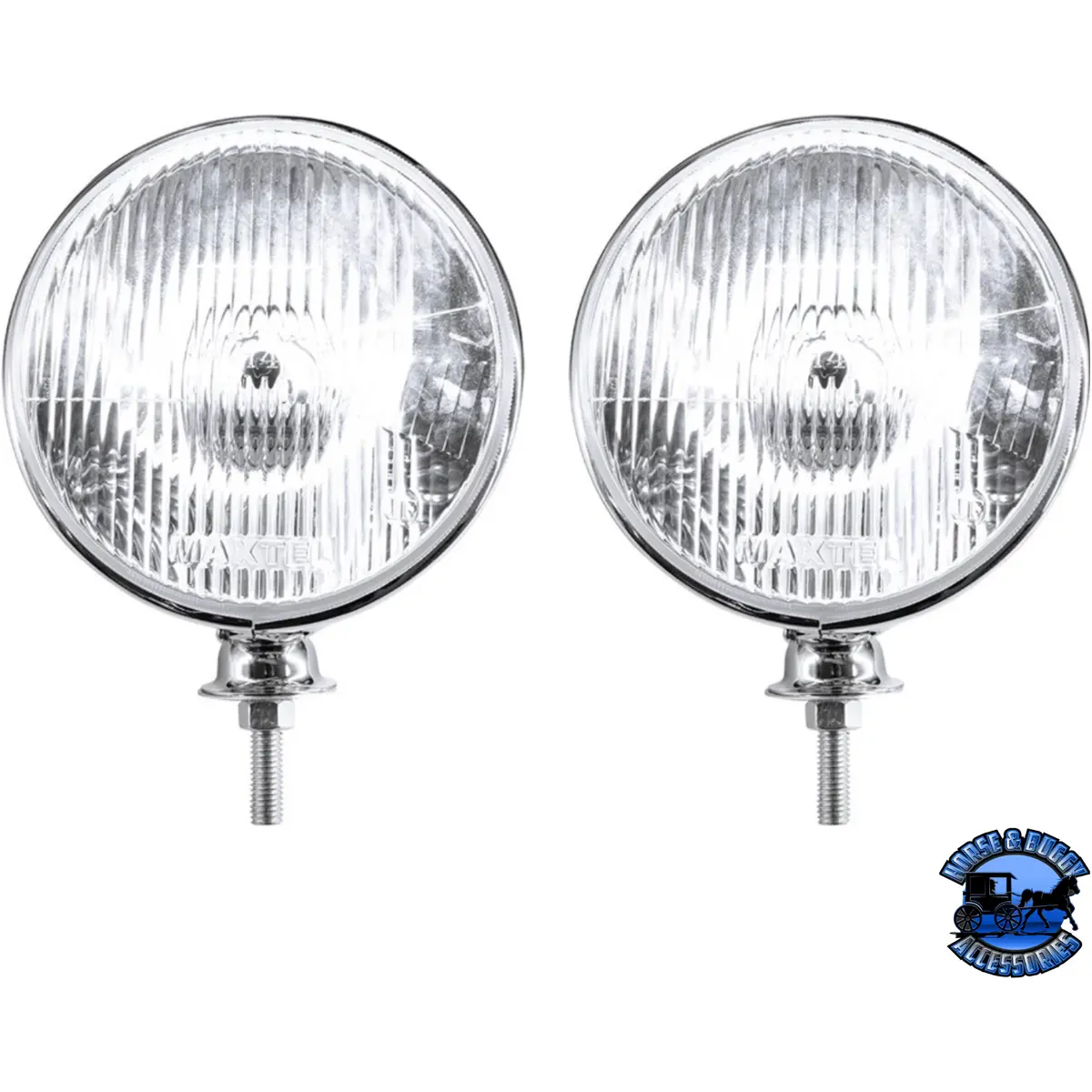 7" Chrome Dietz Style Headlight With 12 Volt Flat H4 Halogen Bulb (Pair) #A5022a 1