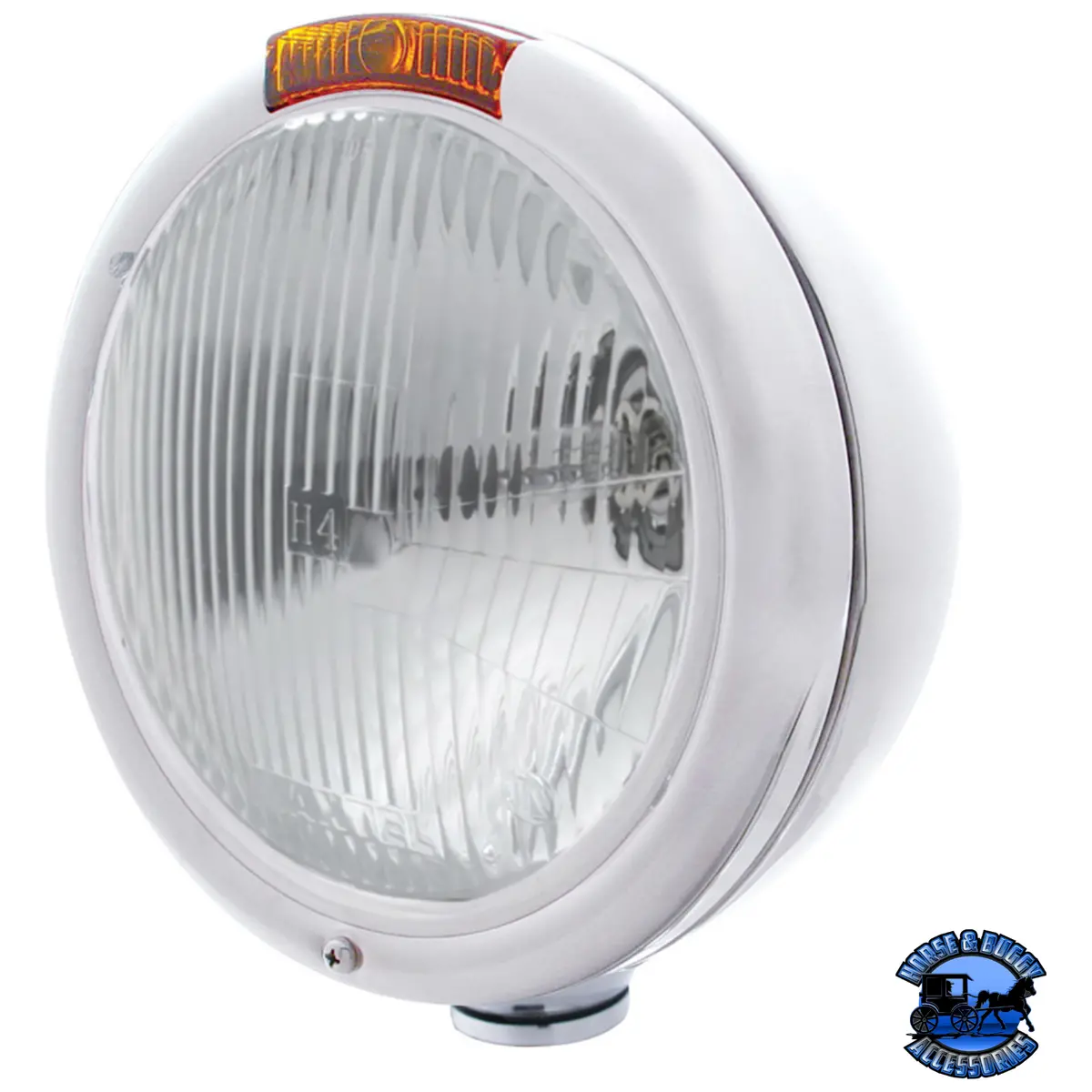 Classic Headlight Assembly With H4 Bulb & Amber Turn Signal (Choose Color) 1