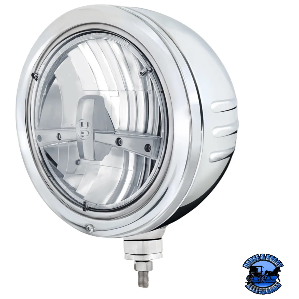 Stainless Bullet Embossed Stripe Headlight Housing With 5 Led 7" Round Headlight #32770 1