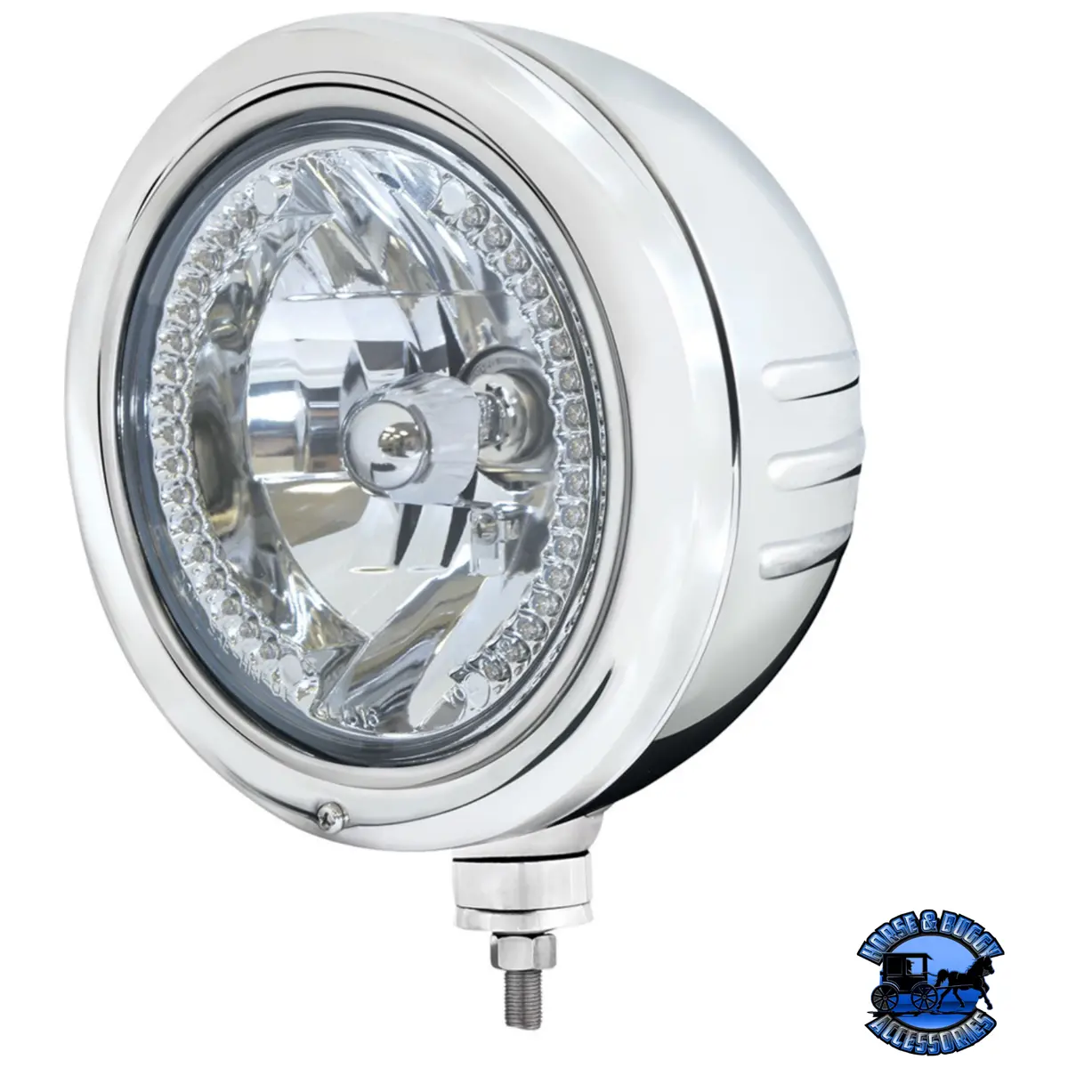Stainless Classic Embossed Stripe Headlight Housing With 34 White Led Crystal Halogen Headlight #32767 1