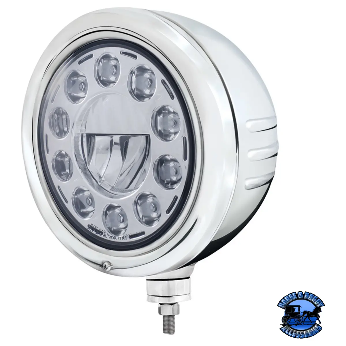 Stainless Classic Embossed Stripe Headlight Housing With 11 Led Crystal 7" Round Headlight #32763 1