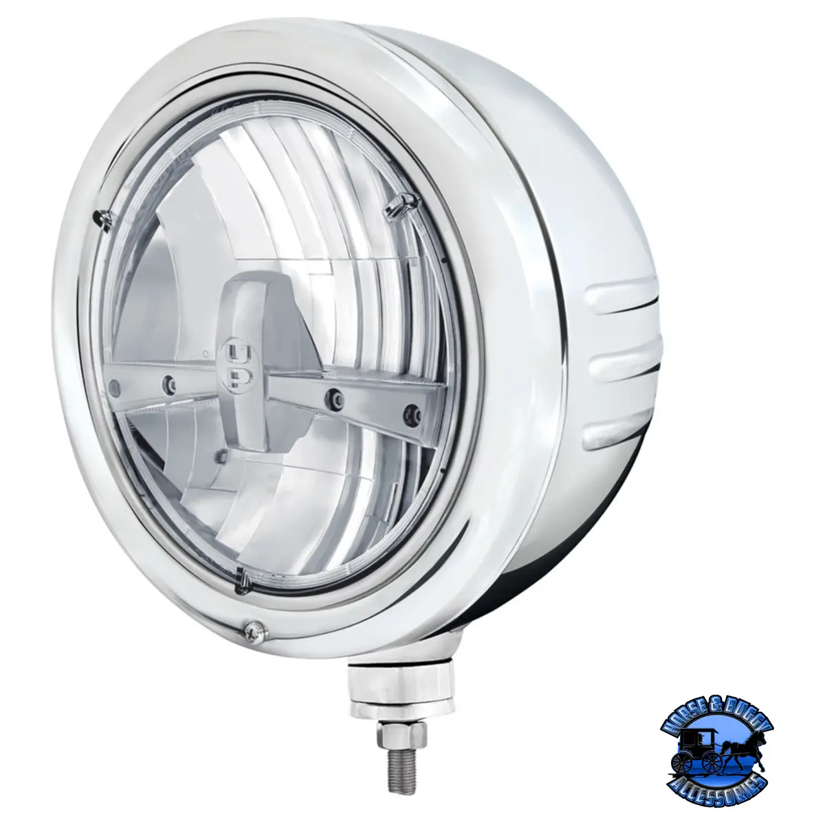 Stainless Classic Embossed Stripe Headlight Housing With 7" 5-Led Headlight #32762 1