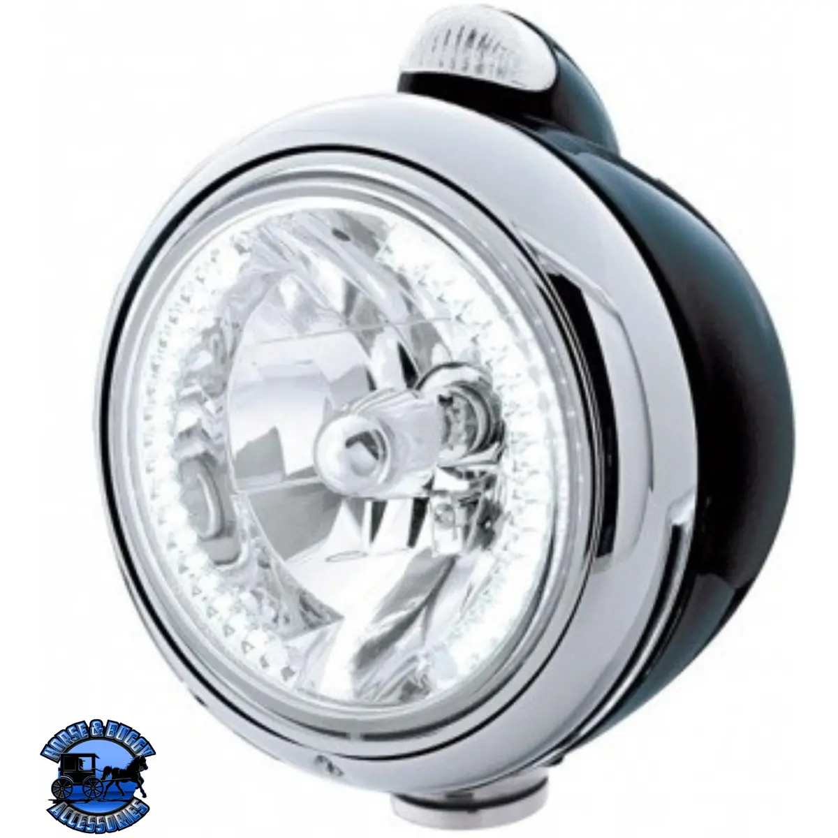 Black Guide 682-C Headlight H4 With White Led & Led Signal - Clear Lens #32445 1