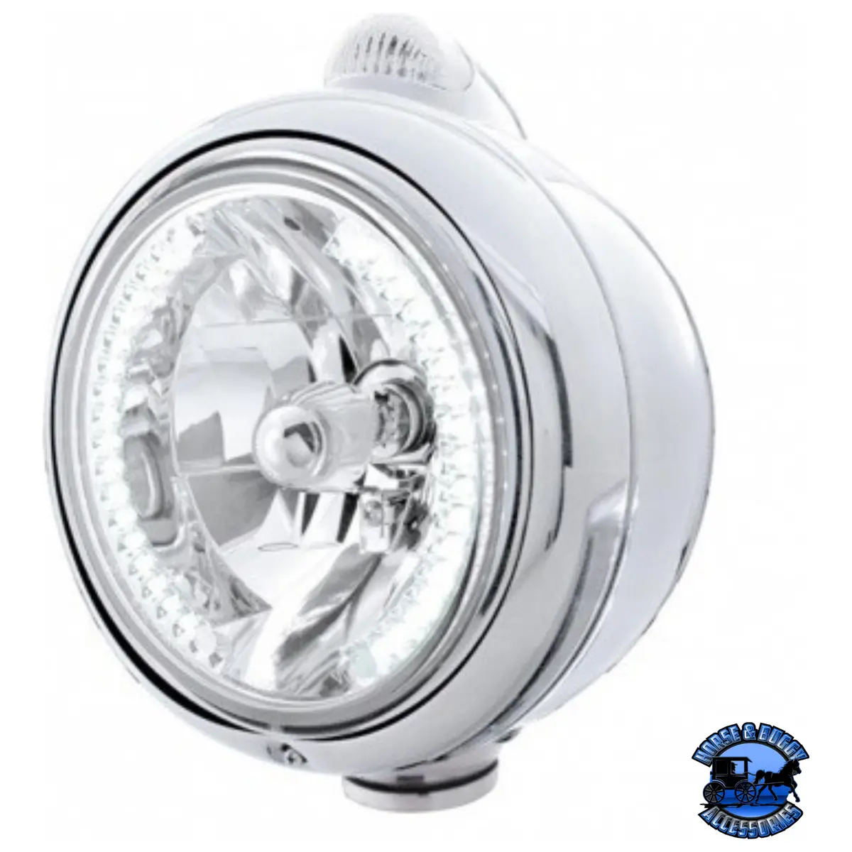 Stainless Steel Guide 682-C Headlight H4 With White Led & Led Signal - Clear Lens #32437 1