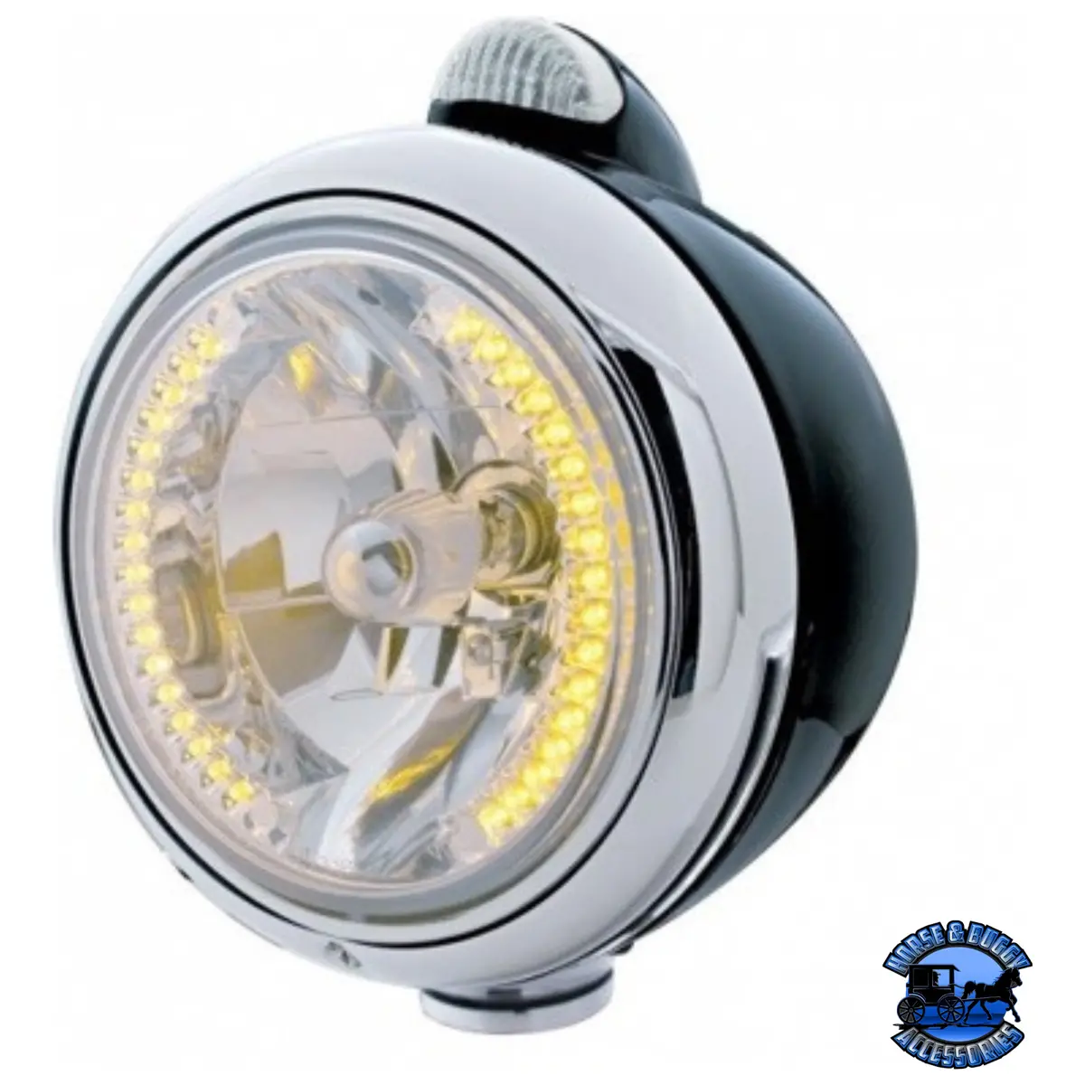 Black Guide 682-C Headlight H4 With 34 Amber Led & Led Signal - Clear Lens #32433 1