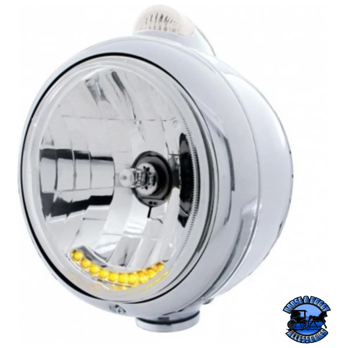 Chrome Guide 682-C Headlight H4 With 10 Amber Led & Led Signal - Clear Lens #32043 1