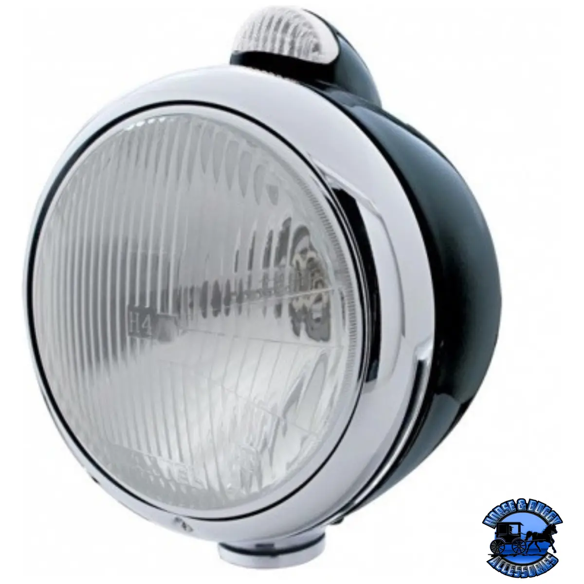 Black Guide 682-C Style Headlight H4 & Led Turn Signal - Clear Lens #31558 1