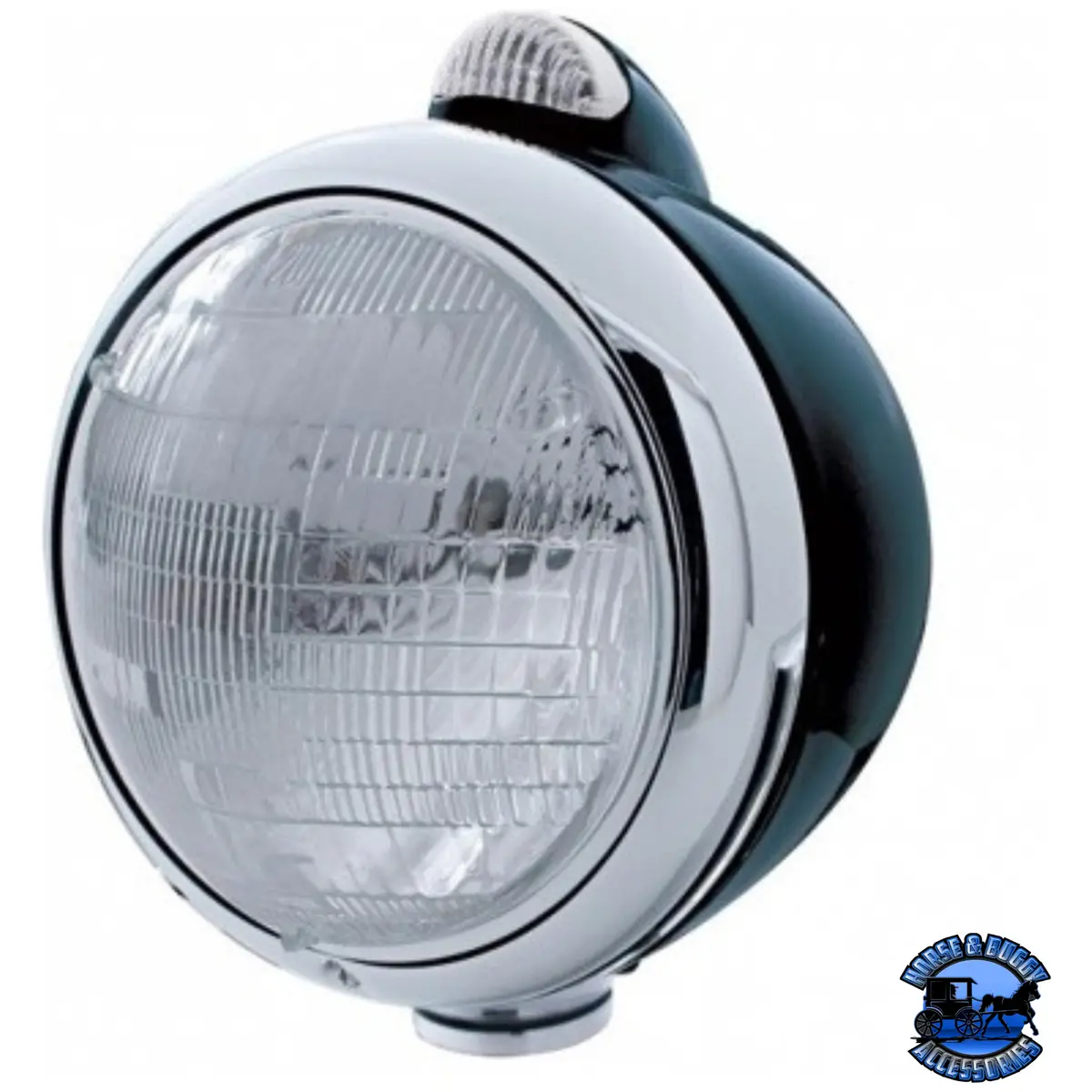 Black Guide 682-C Style Headlight 6014 & Led Turn Signal - Clear Lens #31552 1
