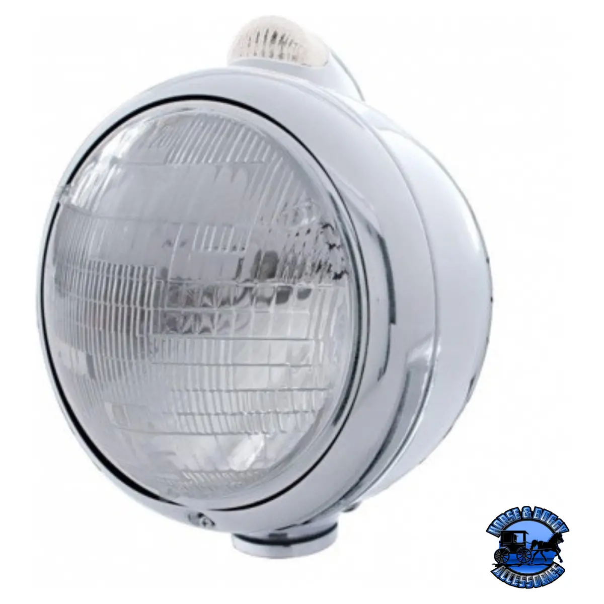 Stainless Steel Guide 682-C Style Headlight 6014 & Led Turn Signal - Clear Lens #31524 1