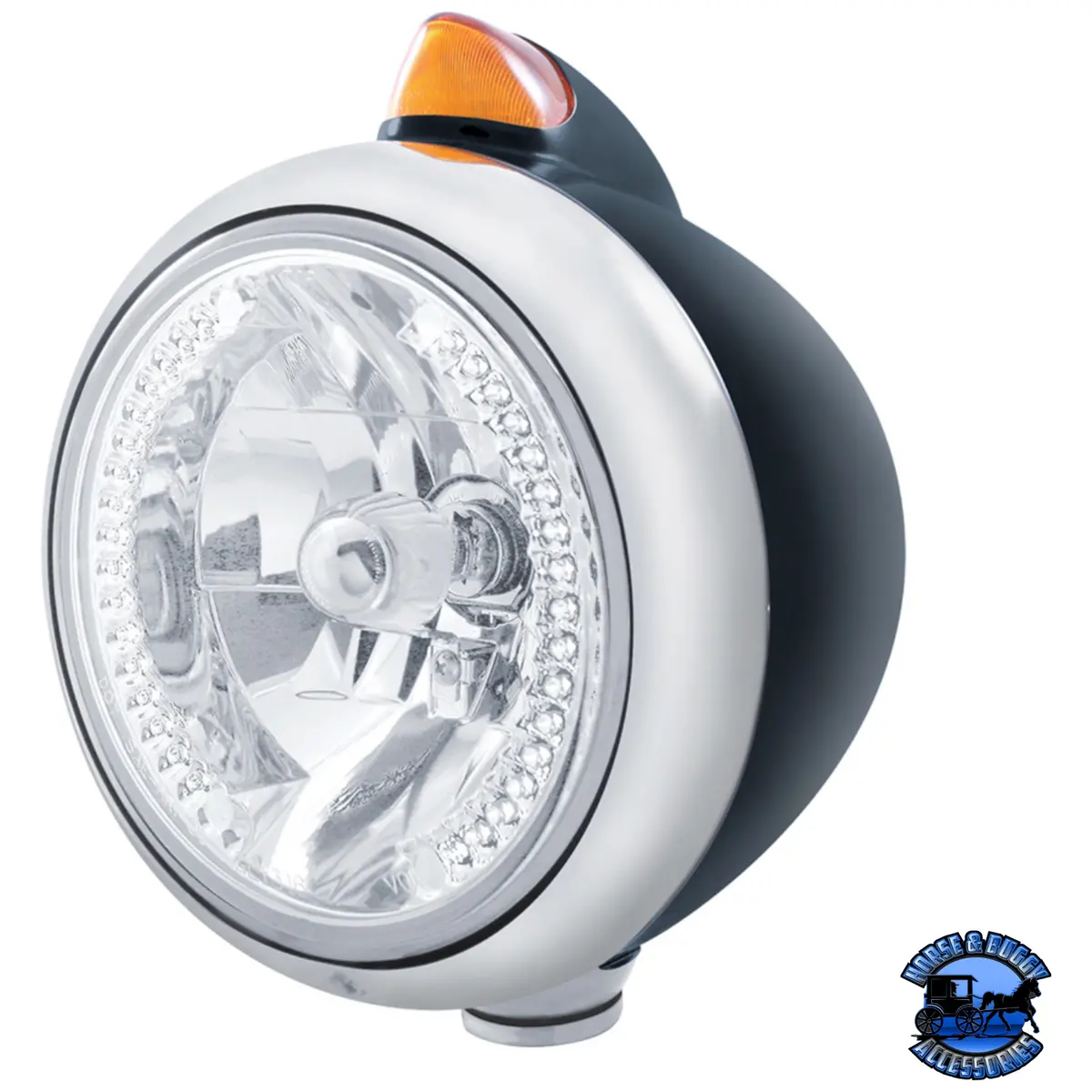 Black "Guide" 682-C Headlight H4 With White Led & Original Style Led Signal (Choose Color) 1