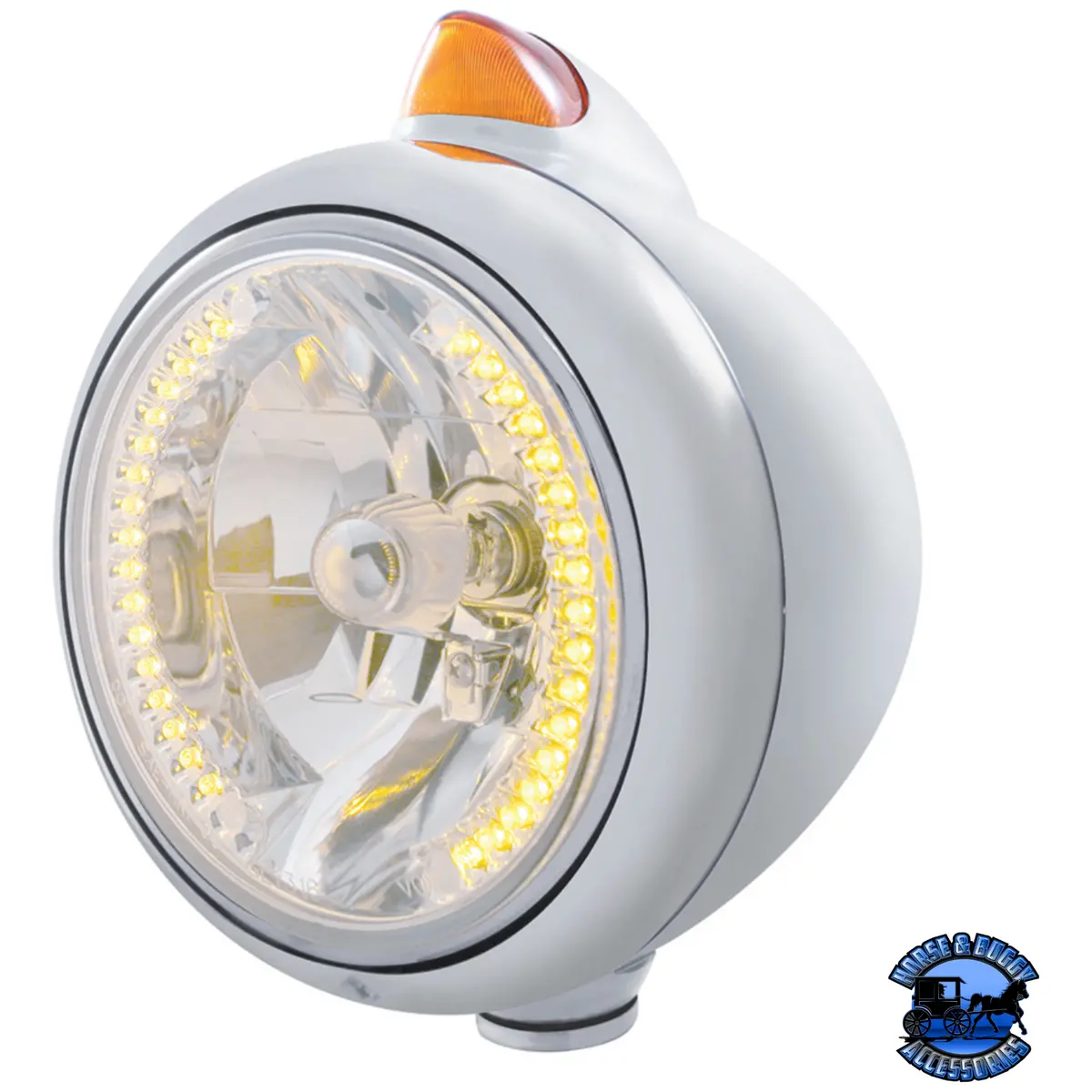 Chrome Guide 682-C Headlight H4 With Amber Led & Original Style Led Signal (Choose Color) 1
