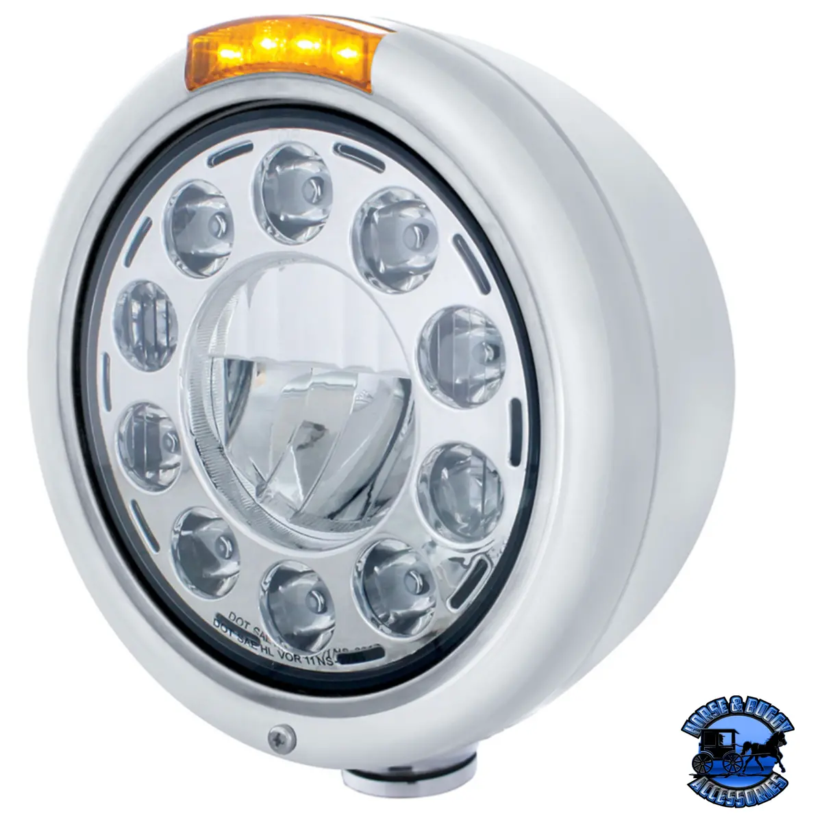 Stainless Classic Headlight 11 Led Bulb & Dual Mode Led Turn Signal (Choose Color) 1