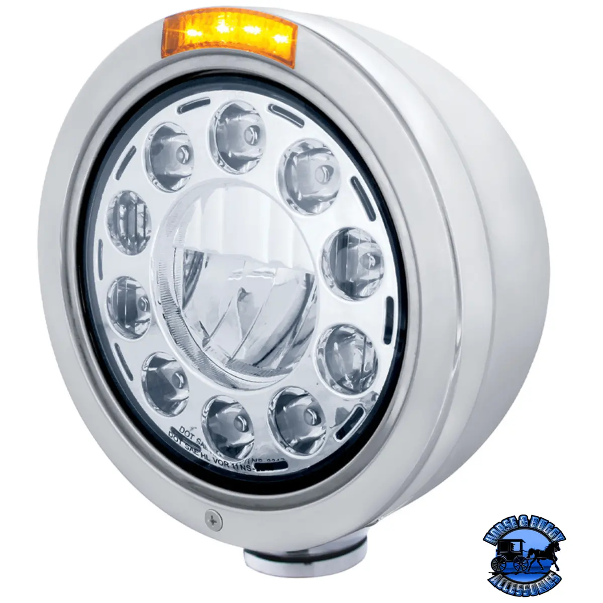 Stainless Bullet Classic Headlight 11 Led Bulb With Dual Mode Led Turn Signal (Choose Mode) (Choose Color) 1