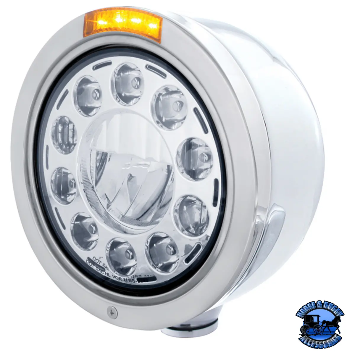 Stainless Bullet Half Moon Headlight 11 Led Bulb & Led Turn Signal (Choose Mode) (Choose Color) 1