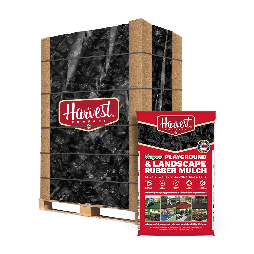 The Harvest Company Black Rubber Playground & Landscape Mulch, 75 Cf Pallet / 50 Bags 1.5Cf Each / 2.77 Cubic Yards / 2000Lbs (Vblackrm-Pt) 1