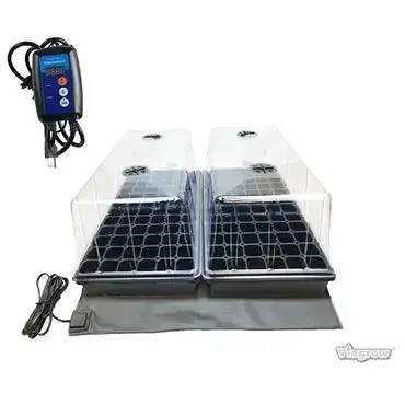 Viagrow Dual Propagation Kit With Met Standard Heat Mat, Thermostat, Black 1