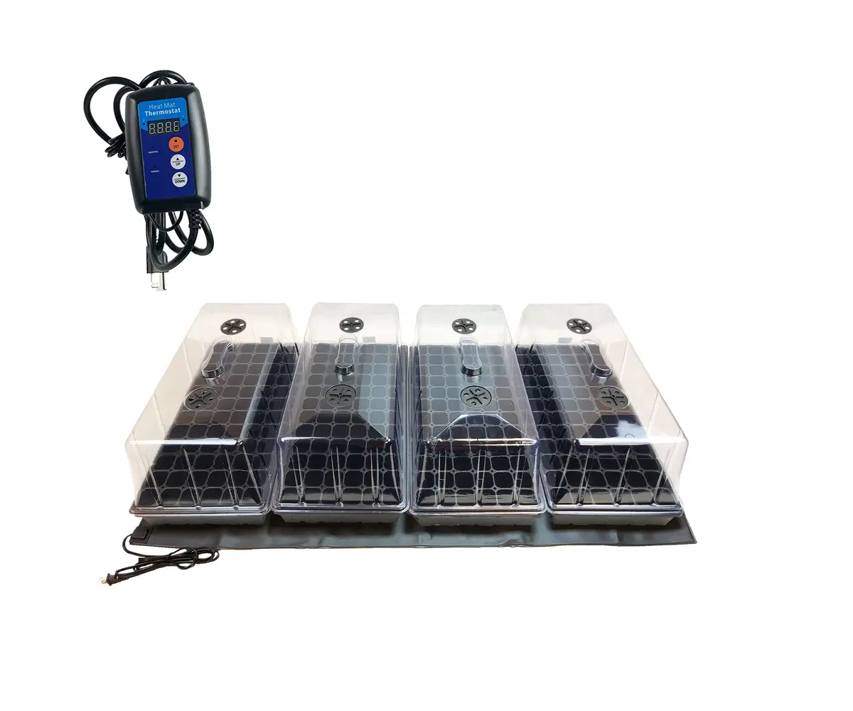 Viagrow Quad Propagation Kit With Met Standard Heat Mat, Thermostat, Black 1
