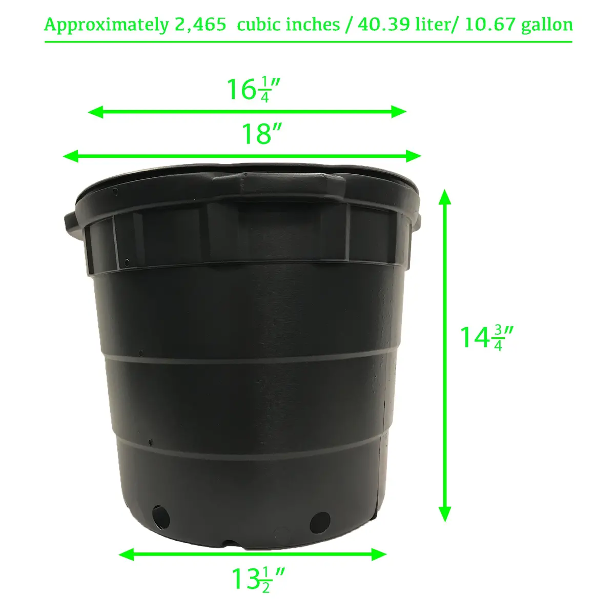 The Harvest Company Viagrow 10 Gal. 18 In. L X 13.5 In. W X 14.75 In. H Black Indoor/Outdoor Plastic Nursery Pot (Packs) 2